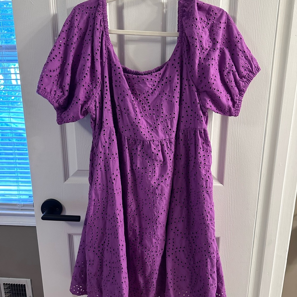 Time and Tru Violet Eyelet Dress